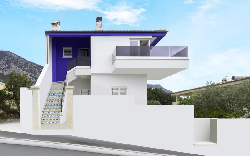 Parapetto in vetro con fascione su terrazzo villa vista mare Cala Gonone — Cantiere Steelglass